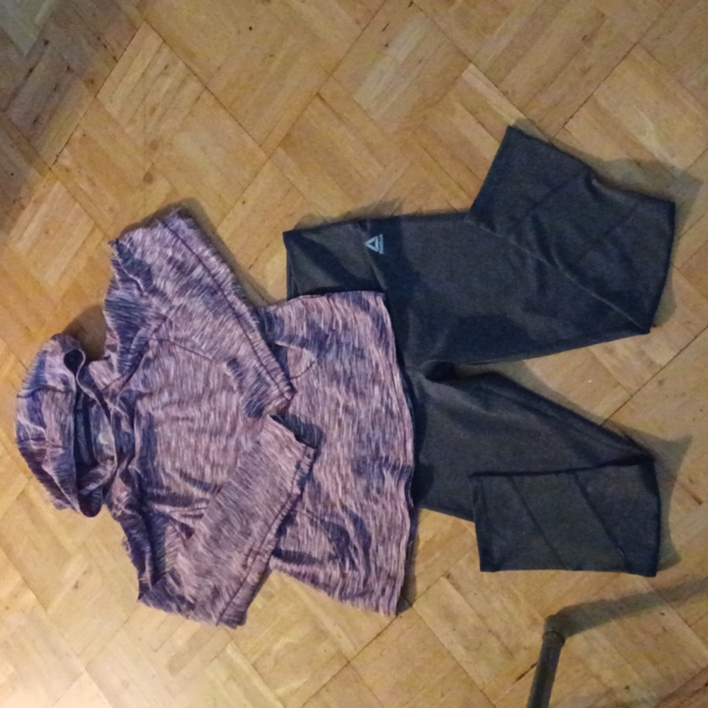Reebok running gear leggings and hoodie size medium